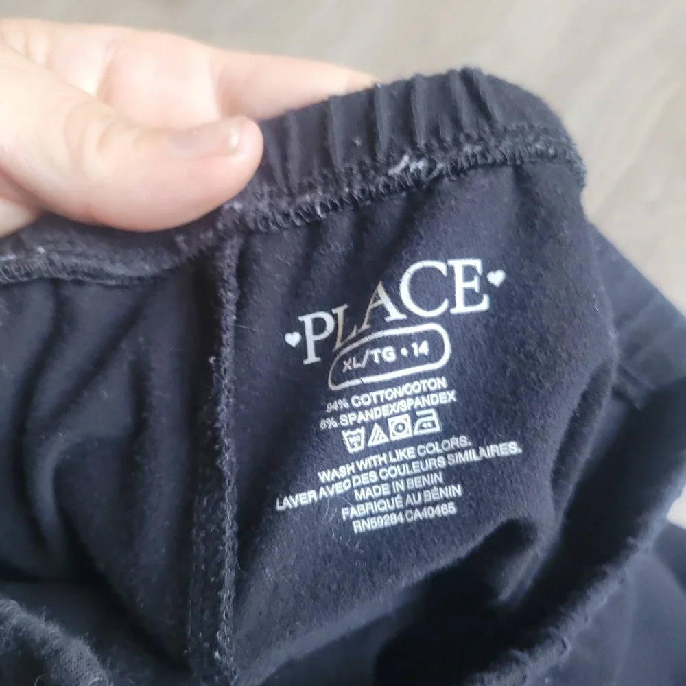 The Children's Place Legging Girls XL 14 Black Solid Cotton Stretch Casual Basic
